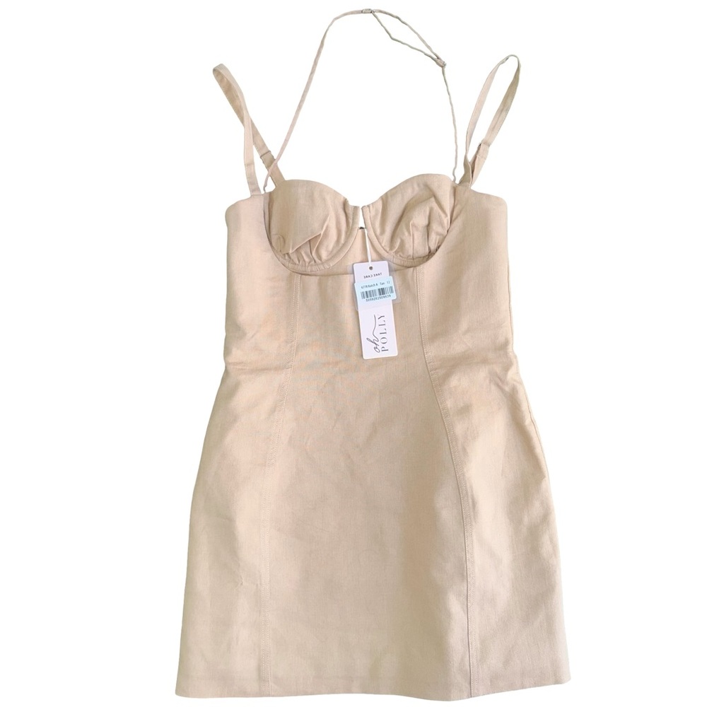 Oh Polly Tan Lace-Up Dress size 8
